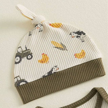 Long Sleeve New To The Farm Waffle Baby Set
