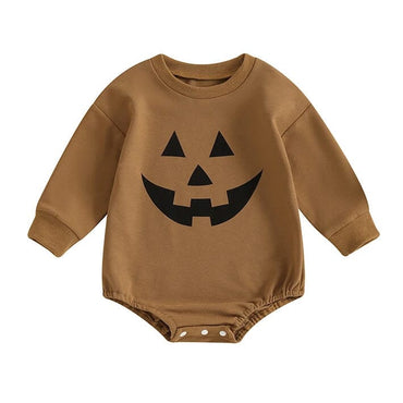 Pumpkin Face Halloween Baby Bodysuit Brown 0-3 M 