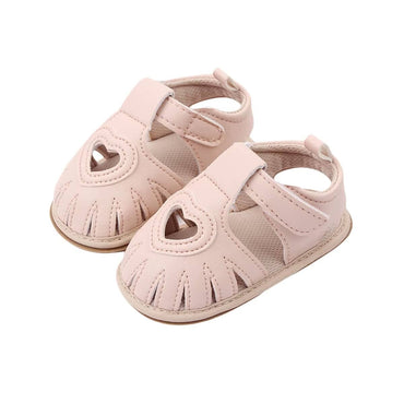 Solid Strap Heart Baby Sandals Pink 1