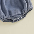 Long Sleeve Denim Ruffled Baby Romper Rompers The Trendy Toddlers 