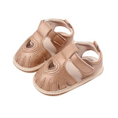 Solid Strap Heart Baby Sandals Brown 1