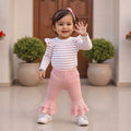 Long Sleeve Striped Pink Pants Baby Set