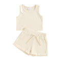 Solid Ribbed Double Strap Toddler Set Beige 9-12 M 