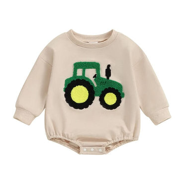 Long Sleeve Tractor Baby Bodysuit   