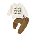 Long Sleeve Tractors Brown Pants Baby Set