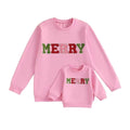 Merry Christmas Matching Sweatshirt Pink 3-6 M