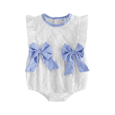 Sleeveless Lace Bows Baby Romper