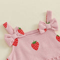 Sleeveless Strawberry Flared Pants Baby Set