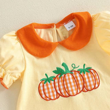 Puff Sleeve Collar Pumpkin Toddler Dress Dresses The Trendy Toddlers 