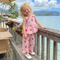 Sleeveless Strawberry Flared Pants Baby Set