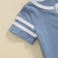 Short Sleeve Solid Stripes Baby Set   
