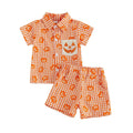 Short Sleeve Checkered Halloween Toddler Set Sets The Trendy Toddlers 