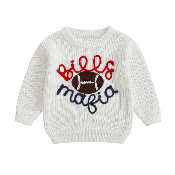 Bills Football Knit Baby Sweater White 0-3 M