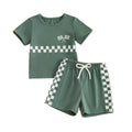 Short Sleeve Checkered Flag Baby Set Sets The Trendy Toddlers Green 3-6 M 