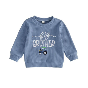 Big Brother Waffle Toddler Sweatshirt sweatshirt The Trendy Toddlers Blue 12-18 M 