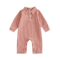 Long Sleeve Gingham Collared Baby Jumpsuit