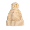 Solid Pompom Knitted Beanie Beige  