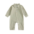 Long Sleeve Gingham Collared Baby Jumpsuit
