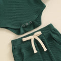 Long Sleeve Ribbed Collar Baby Set   