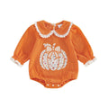 Long Sleeve Collar Pumpkin Baby Romper Rompers The Trendy Toddlers Orange 0-3 M 