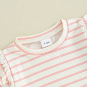 Ruffled Sleeve Striped Toddler Set   