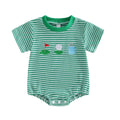 Short Sleeve Striped Green Golf Baby Romper