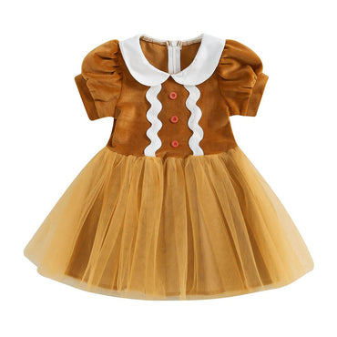 Gingerbread Tulle Toddler Costume Dress   