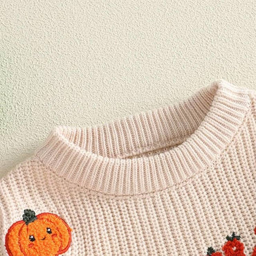 Pumpkin Picking Crew Knit Baby Sweater Sweater The Trendy Toddlers 