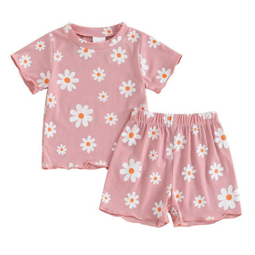 Short Sleeve Daisy Baby Set Pink 3-6 M 