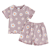 Short Sleeve Daisy Baby Set Purple 3-6 M 