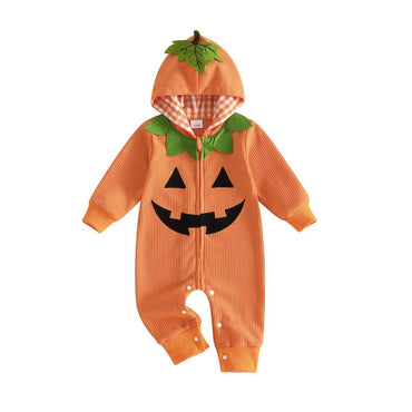 Long Sleeve Hooded Halloween Baby Costume Orange 0-3 M