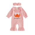 Long Sleeve Pumpkin Waffle Baby Jumpsuit