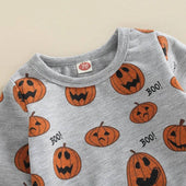 Gray Pumpkins Halloween Baby Set