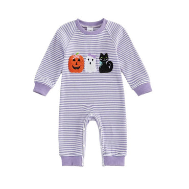 Long Sleeve Halloween Striped Baby Jumpsuit