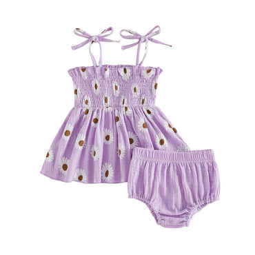 Sleeveless Smocked Daisy Baby Set