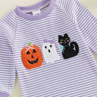 Long Sleeve Halloween Striped Baby Jumpsuit