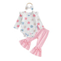 Long Sleeve Floral Flared Pants Baby Set Sets The Trendy Toddlers Pink 0-3 M 
