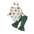 Long Sleeve Floral Flared Pants Baby Set Sets The Trendy Toddlers Green 0-3 M 