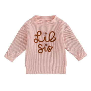 Lil Sis Knitted Baby Sweater Pink 3-6 M 