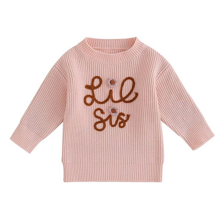 Lil Sis Knitted Baby Sweater Sweater The Trendy Toddlers Pink 5T 