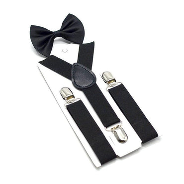 Adjustable Suspender Bow Tie Toddler Set Black  