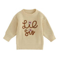 Lil Sis Knitted Baby Sweater Sweater The Trendy Toddlers Khaki 5T 