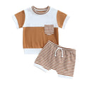 Color Block Striped Shorts Toddler Set   