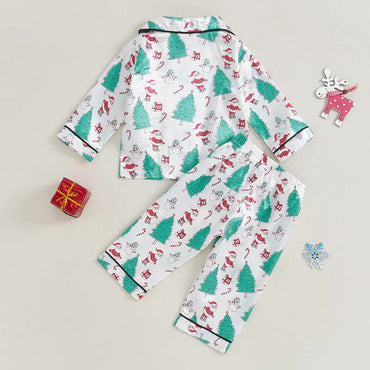 Santa And Christmas Trees Toddler Pajama Set   