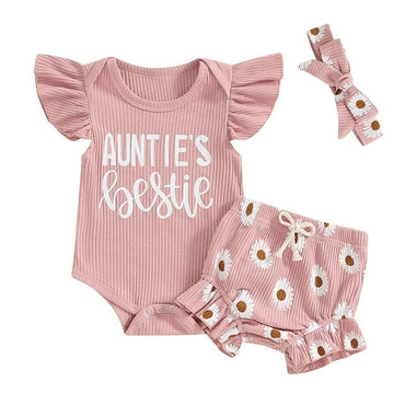 Auntie's Bestie Floral Baby Set Sets The Trendy Toddlers 
