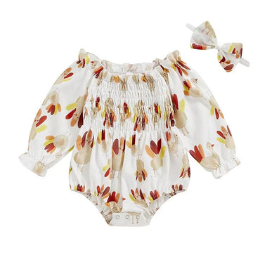 Long Sleeve Turkey Baby Romper   