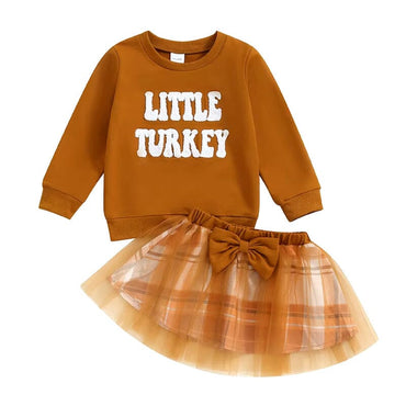 Little Turkey Plaid Tulle Skirt Toddler Set   