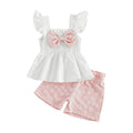 Fly Sleeve Bow Floral Shorts Toddler Set Pink 9-12 M