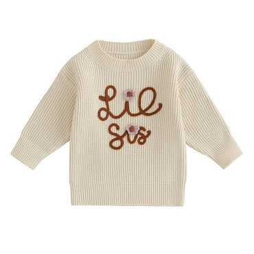 Lil Sis Knitted Baby Sweater Sweater The Trendy Toddlers Beige 5T 