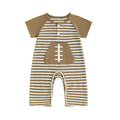 Short Sleeve Striped Football Baby Jumpsuit
